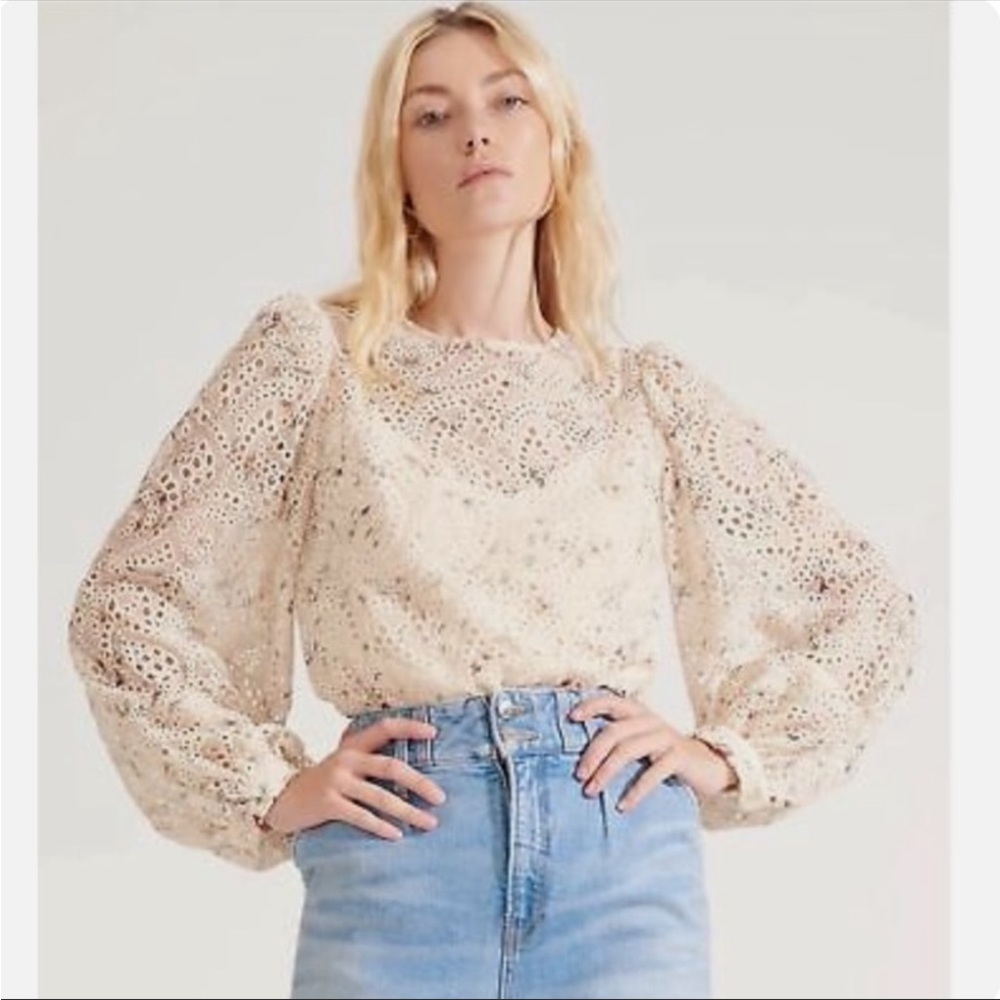 Veronica Beard Cream Lace Top